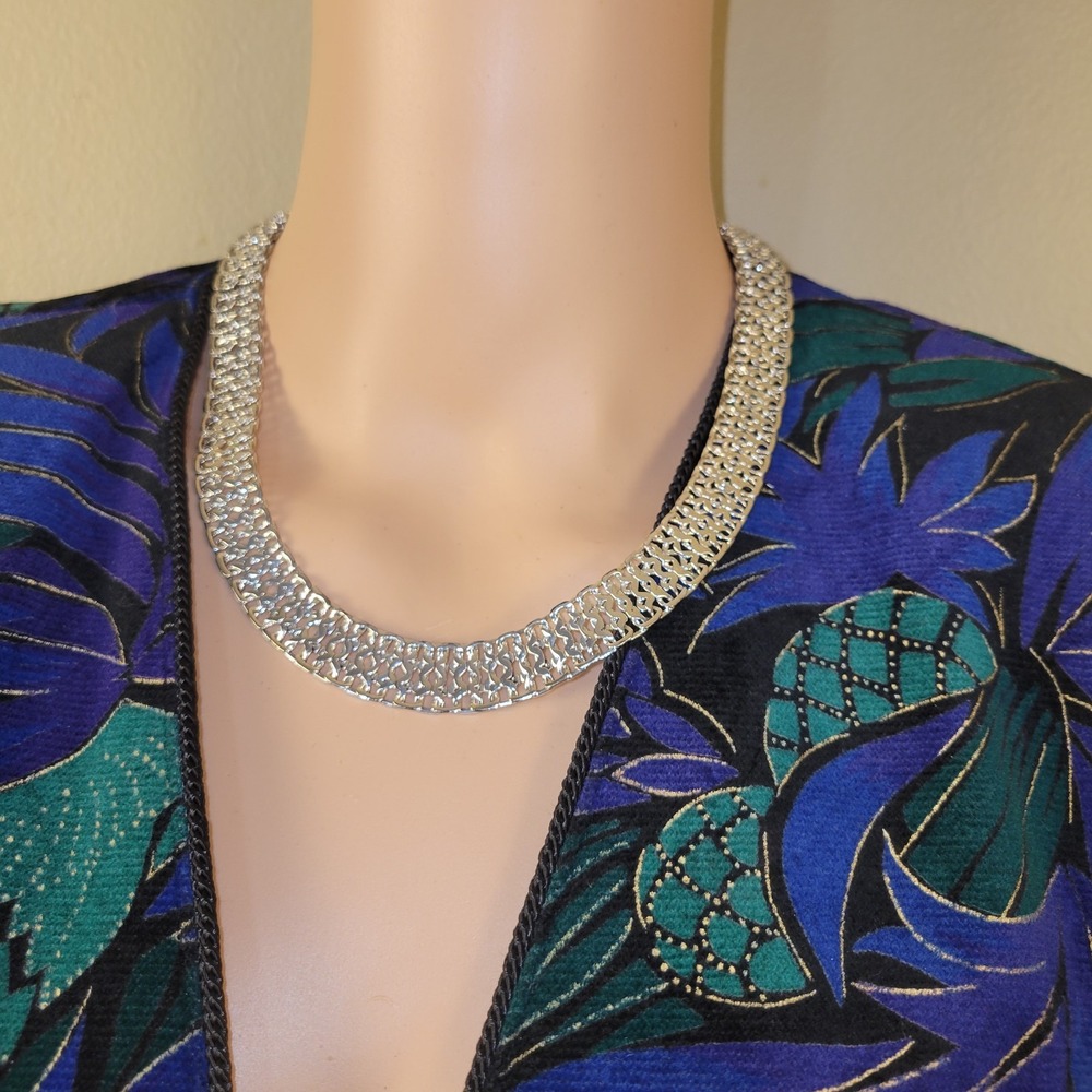 Vintage Women's Fashion Jewelry Silver Link Chain‎ Collar Statement Necklace 18"
